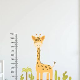 rawpockets Yellow & Green Giraffie with Height Scale Vinyl Wall Stickers-image-83