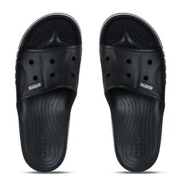 Crocs Unisex Black & White Croslite Sliders-30