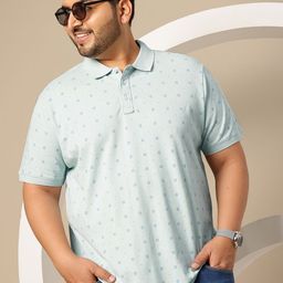 Sztori Plus Size Printed Polo Collar Pure Cotton T-shirt-image-95