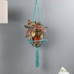 The Decor Mart Green Solid Handcrafted Knotted Macrame Cotton Planter-26