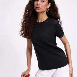Kook N Keech Solid Ribbed Short Sleeve T-shirt-picture-28