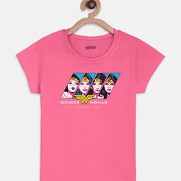 Kids Ville Wonder Woman Printed Pink Tshirt for Girls-image-137