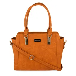 Bellissa Mustard Brown Textured Handheld Bag-image-35