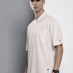 Tommy Hilfiger Men Polo Collar Drop-Shoulder Sleeves Brand Logo Applique Pockets T-shirt-image-91