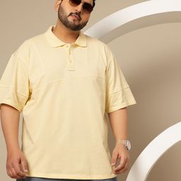 Sztori Plus Size Pure Cotton Drop-Shoulder Sleeves Polo Collar T-shirt-image-61
