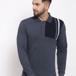 Kalt Men Navy Blue Polo Collar T-shirt-image-28