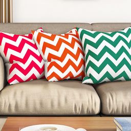 SEJ by Nisha Gupta Multicoloured Set of 3 16'' x 16'' Square Cushion Covers-15