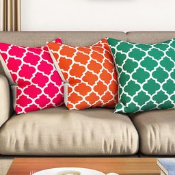 SEJ by Nisha Gupta Multicoloured Set of 3 16'' x 16'' Square Cushion Covers-10