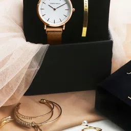 JOKER & WITCH Women White & Gold-Coloured Watch Gift Set-image-29