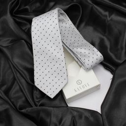 KOVOVE Men Grey & Black Woven Design Broad Tie-image-49