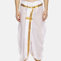 Sethukrishna Men White Solid Readymade Dhoti-picture-5
