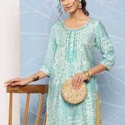 Libas Floral Yoke Design Gotta Patti Kurta-37