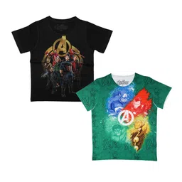 Marvel by Wear Your Mind Boys Pack Of 2 Black Printed Round Neck T-shirts-picture-27