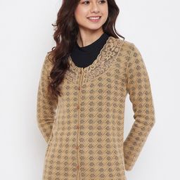 Zigo Women Beige Self Design Cardigan Sweater-image-70