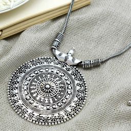 TEEJH Silver German Silver-Plated Oxidised Necklace-image-74