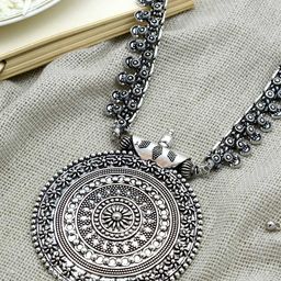 TEEJH Silver German Silver Silver-Plated Oxidised Necklace-image-50