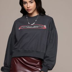 Roadster The Life Co. Typography Printed Drop-Shoulders Sweatshirt-picture-2
