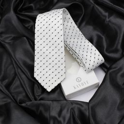 KOVOVE Men White & Black Woven Design Broad Tie-image-99