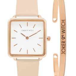 JOKER & WITCH Women White & Rose Gold-Toned Amore Watch & Bracelet Gift Set JWBS248-image-97