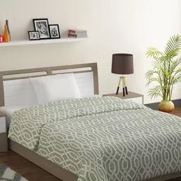 SWAYAM Green & White Geometric Mild Winter 150 GSM Single Bed Comforter-image-21