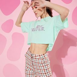 ANVI Be Yourself Women Green Printed Oversized T-shirt-image-77