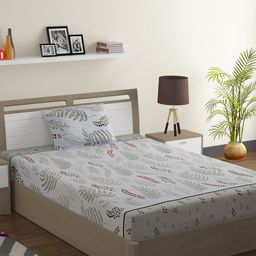 SWAYAM White & Black Floral 144 TC Cotton 1 Single Bedsheet with 1 Pillow Covers-image-20