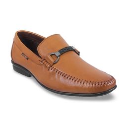 Metro Men Tan Brown Solid Leather Formal Loafers-image-77