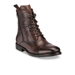 Teakwood Leathers Men Brown Solid Antibacterial Leather High-Top Flat Boots-picture-47