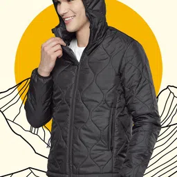 Mast & Harbour Men Black Solid Padded Jacket-30