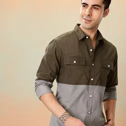 Mast & Harbour Men Standard Colourblocked Pure Cotton Casual Shirt-picture-48