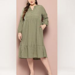 Sztori Plus Size Puff Sleeve Fit & Flare Midi Dress-picture-2