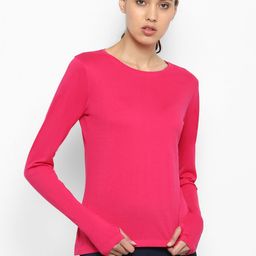 appulse Women Pink Solid Round Neck T-shirt-image-85