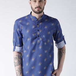 Hangup Men Blue Printed Straight Kurta-17
