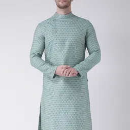 DEYANN Men Turquoise Blue Kurta-picture-23