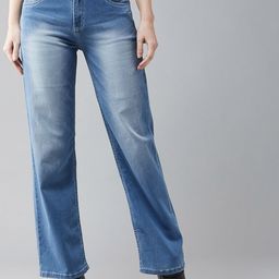DOLCE CRUDO Women Blue Relaxed Fit Mid-Rise Clean Look Stretchable Jeans-picture-11