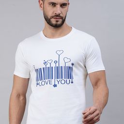 BRATMA Men White & Blue Typography Printed Pure Cotton T-shirt-image-59