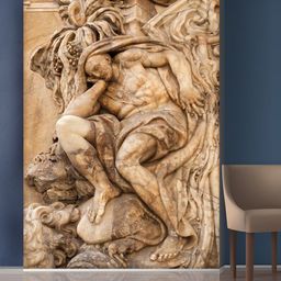 999Store Brown & Beige Sitting Man & Flowers Mural Wallpaper-picture-13