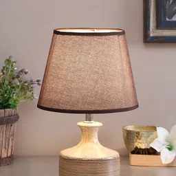 TAYHAA Brown Textured Ceramic Bedside Standard Table Lamp-image-99