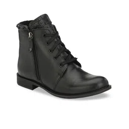 Delize Women Black Solid Mid-Top Flat Boots-image-88