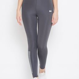 Clovia Women Grey Solid Rapid Dry Ankle Length Tights-17