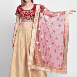 Dupatta Bazaar Women Red & Gold-Toned Embroidered Dupatta-picture-9