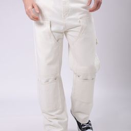The Indian Garage Co Men Mid-Rise Loose Baggy Fit Elasticated Wasit Cargo Jeans-image-34