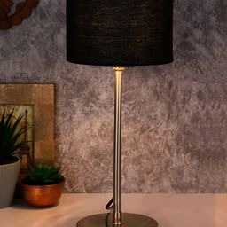 Devansh Black Solid Contemporary Cylindrical Table Lamp-4