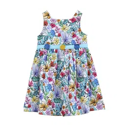 My Little Lambs Girls Sea Green Floral Printed Fit and Flare Dress-image-53