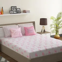 SWAYAM White Floral 210 TC Cotton 1 King Bedsheet with 2 Pillow Covers & 2 Cushion Covers-image-15