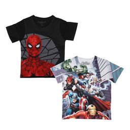 Marvel by Wear Your Mind Boys Pack Of 2 Avengers & Spiderman Printed Round Neck T-shirts-image-98