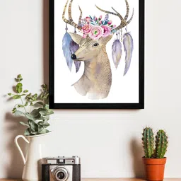 Art Street Brown & White Deer With Flower Crown Wall Art-picture-13