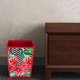 SEJ by Nisha Gupta Red & Black Printed Wooden Open Dry Bin-4