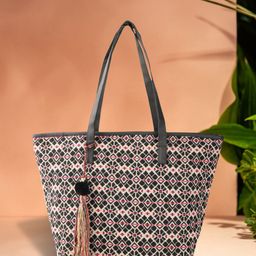 Anouk Black & Beige Jacquard Woven Design Shoulder Bag-57