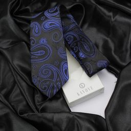 KOVOVE Men Black & Blue The Royal Paisley Woven Design Broad Tie-image-52